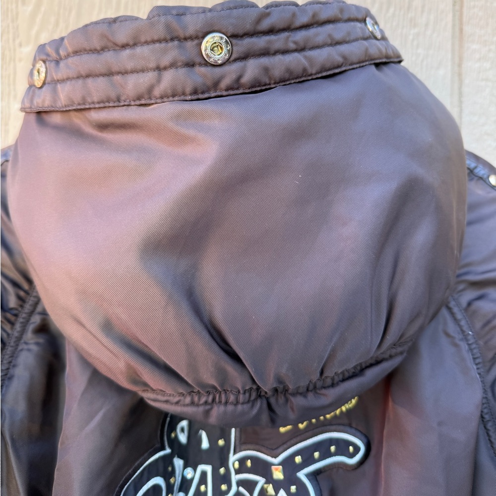 Y2K Rare Vintage Nelly’s Apple Bottoms Coat - Bling Gold Accents Down Size Large - Picture 4 of 16
